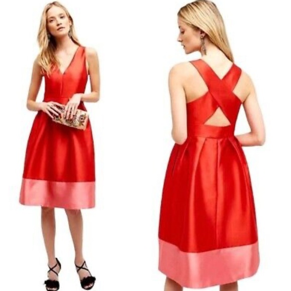 Maeve by Anthropologie Red Asymmetrical High-Low A-Line Dress. Anthropologie Sz8 - Picture 12 of 12